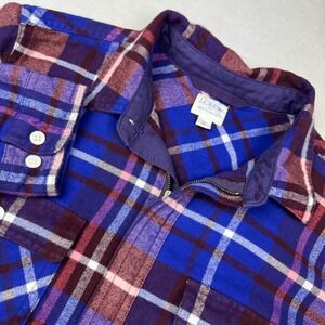 J.Crew Women's Flannel Shirt‎ Size S Plaid Half Zip Pullover Purple Blue Pink